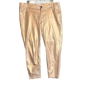 LANE BRYANT ROSE GOLD PINK HIGH RISE SKINNY PLUS SIZE CAPRIS PANTS WOMENS SZ 20